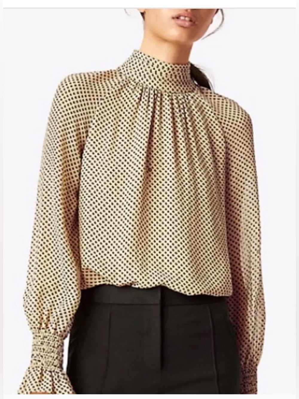 [$395] Tory Burch Black Hearts ♥️  High-Neck Printed Blouse. Size 4